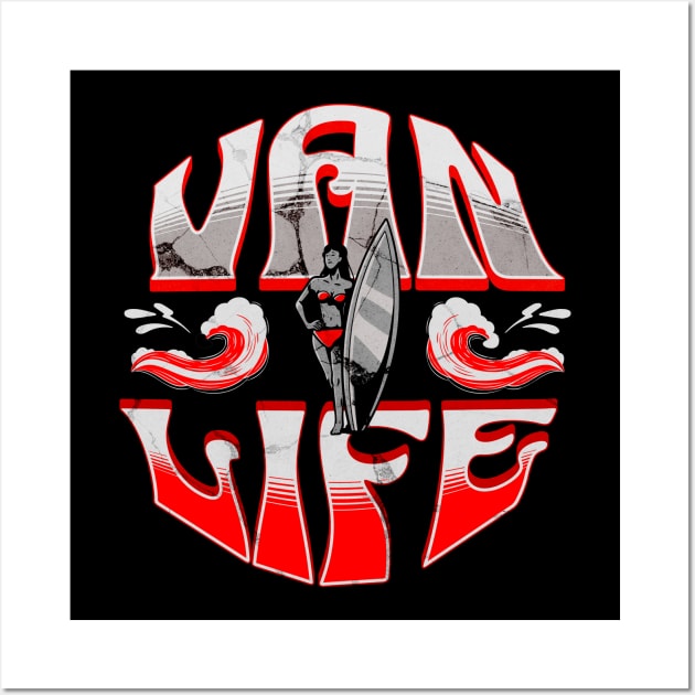 Van Life Surfer Girl Wall Art by Van Life Travel Adventure